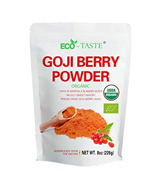 Organic Goji Berry Powder 8 Ounce, Freeze-Dried Superfood, Natural Antioxidants, Wolfberry Juice Powder