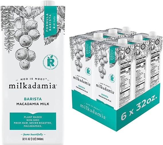 Milkadamia Macadamia Milk, Latte da Barista, 32 Ounce