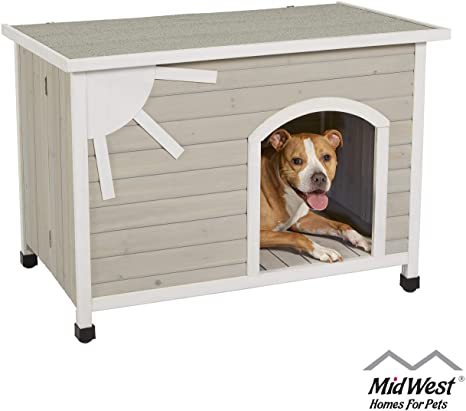 MidWest Homes for Pets Eilio Outdoor Dog House | Durable Dog House Features Easy "No-Tools" Assembly