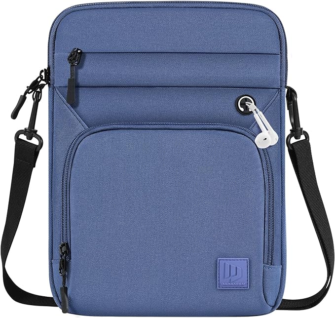 Dadanism 9-11 Inch Tablet Sleeve Bag for iPad Air 5/4 10.9 2022/2020,iPad 9/8/7th 10.2,iPad 10th Gen 10.9,iPad Pro 11 M2 2022-2018,Galaxy Tab S9 A8 S8 S6 Lite, with Shoulder Strap & Pockets, Dark Blue