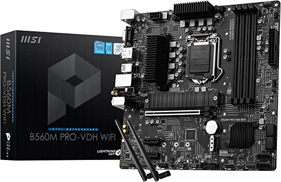 MSI B560M PRO-VDH WiFi Intel mATX Motherboard, 4X DDR4~128GB, 1x PCI-E x16, 2X PCI-E x1, 2X M.2, 6X SATAIII, 4X USB 3.2, 2X USB 2.0