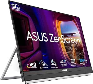 ASUS ZenScreen 22” (21.5 viewable) 1080P Portable Monitor (MB229CF) – Full HD, IPS, 100Hz, USB-C, Eye Care, Speakers, Carrying Handle, Kickstand, C-clamp Arm, Partition Hook, Subwoofer, 3 yr warranty