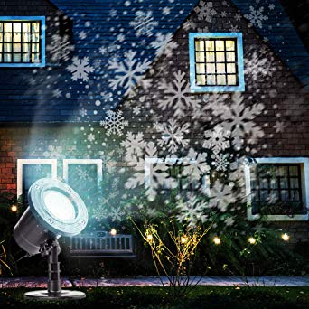 Christmas Projector Lights Outdoor Moving Snowflakes LED Christmas Lights, Waterproof Projector Decorating Stage Light, Indoor Outdoor Snowfall Holiday Party Garden Landscape Lamp