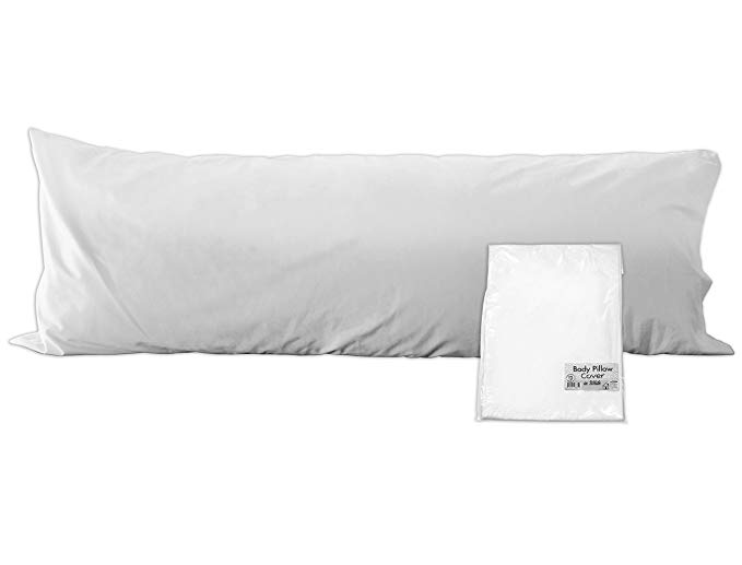 Darware 100% Cotton Body Pillow Case Cover (White); 20 x 54 Inches