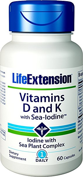 Life Extension Vitamin D and K with Sea-Iodine, 60 Capsules