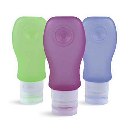 Homitex Silicone Toiletry Bottles Carry on Containers Set (89ml-3 pack, blue-pink-green)