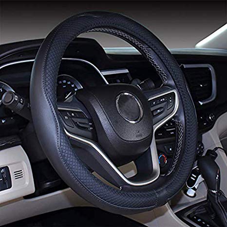 2019 New Black Microfiber Leather Steering Wheel Cover for F-150 Tundra Range Rover 15.5" - 16"