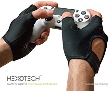 Foamy Lizard Gaming Gloves with Grip Hexotech Pro Gamer Anti-Sweat Fingerless Tactical Controller Gloves for Grip Perfect for Xbox One Playstation 4 Switch (2 Glove Set)