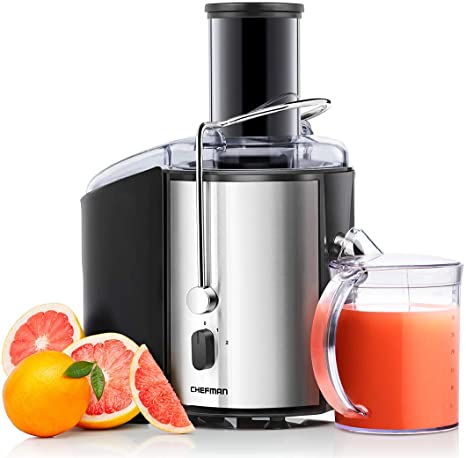 Chefman 2-Speed Electric Juicer Extra-Wide Feeding Tube for Whole Fruits, Make Nutritious Vegetable and Green Juice, Detachable 1-Quart Pitcher, Built-in Foam Separator, Dishwasher-Safe Parts