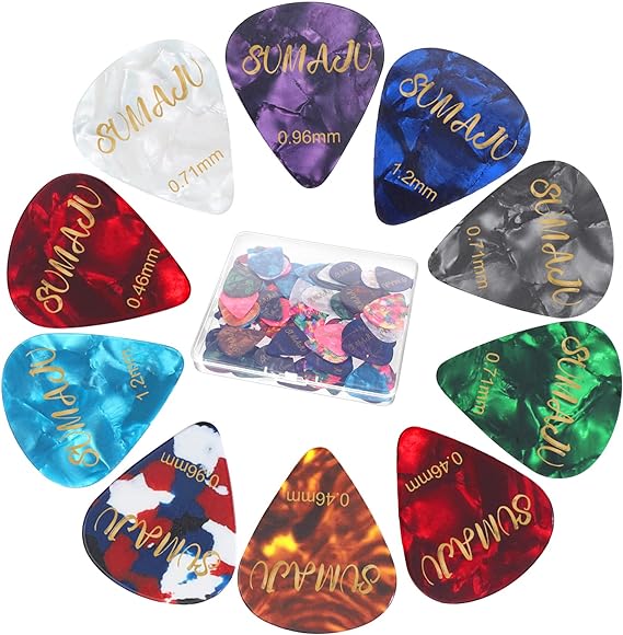 80 PCS Guitar Picks, 4 Different Thickness Abstract Art Colorful Celluloid Guitar Pick Plectrums For Bass, Electric, Acoustic Guitars Includes 0.46mm, 0.71mm, 0.96mm, 1.2mm (Color Random)