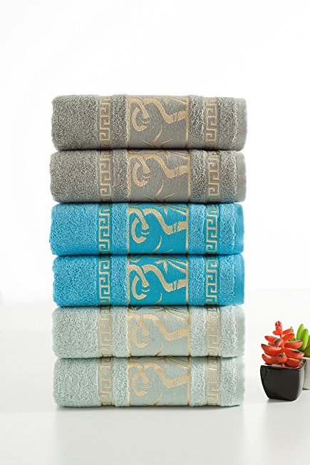 Ice Reflection Luxury Bamboo Hand Towels || Set of 6 || Anti-Bacterial || Ultra Soft & Fluffy || Super Absorbent || Satisfaction & || IXIRHOME