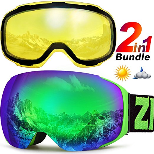 ZIONOR XA Ski Snowboard Snow Goggles for Men Women Anti-fog UV Protection Spherical Dual Lens Design