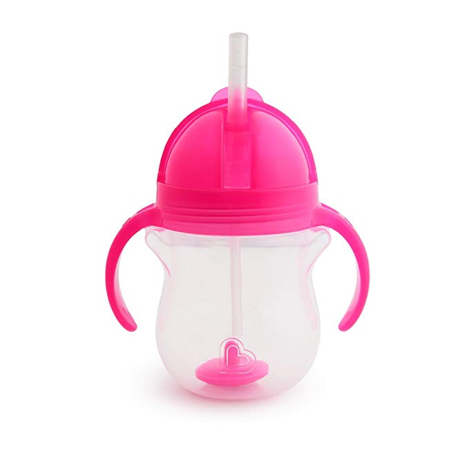 Munchkin Click Lock Tip and Sip Weighted Flexi Straw Trainer Cup (7 oz/207 ml, Pink)