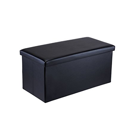 Lumsing Storage Ottoman Bench, Faux Leather Bench Foot Ottoman with Storage Foot Rest Stool (Black))