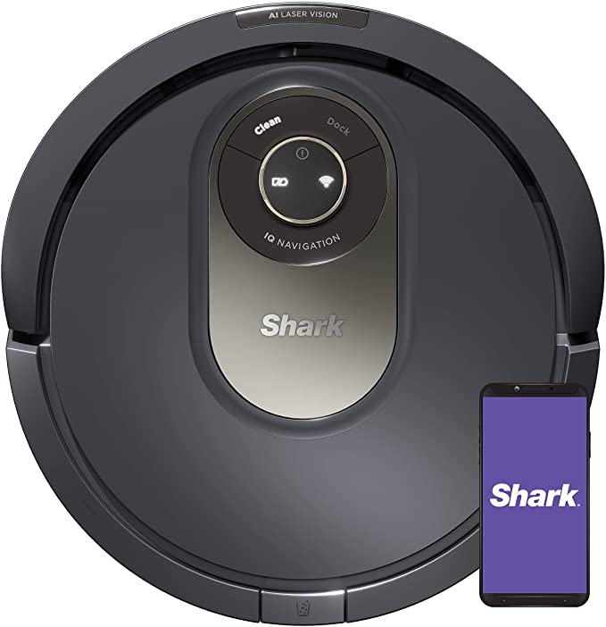 Shark AV2001 AI Robot Vacuum with Self-Cleaning Brushroll, Object Detection, Advanced Navigation, Home Mapping, Perfect for Pet Hair, Compatible with Alexa, Gray