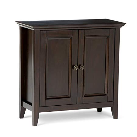 Simpli Home Amherst Solid Wood Low Storage Cabinet, Dark Brown
