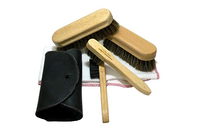 Valentino Garem Shoe Care Set Cleaning Polishing Buffing Complete Brush Kit Set for Leather Materials