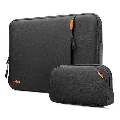 tomtoc 360 Protective Laptop Sleeve for 14-inch MacBook Pro M1 Pro/Max A2442 2021, 13-inch New MacBook Air M2/A2681 2022 with Hard Shell Case, Water-Resistant Laptop Bag with Organized Accessory Pouch