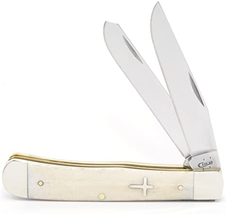 CASE XX WR Pocket Knife Natural Bone Cross Shield Trapper Item #6721 - (6254 SS) - Length Closed: 4 1/8 Inches