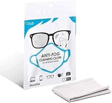 Cyxus Anti Fog Cloth for Glasses, Antifog Cloth for Eyeglasses, Screen, iPad, iPhone, Tablet, Cell Phone, Camera Lenses Reusable Cleaning Cloths