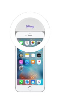 Demetory Ring Fill Light for iPhone 6s Plus6s iPad Samsung Galaxy S6 EdgeS6 Galaxy Note 5 Blackberry Sony Xperia Motorola and All the Smart Phones Pearl White