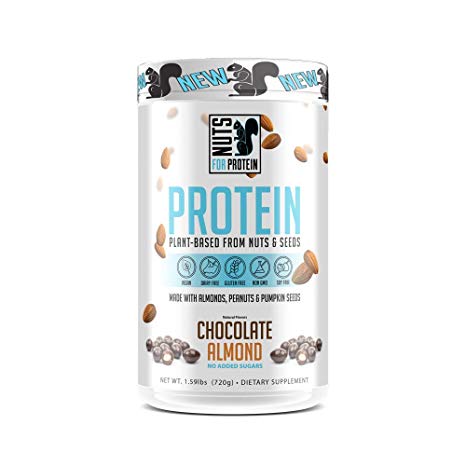 Nuts For Protein | Gluten, Soy, Dairy Free | Keto Friendly, Non-GMO | Plant Based Vegan Protein Powder - Almonds, Peanuts, Pumpkin Seeds, Stevia, Coconut | 1.59 Pound (Chocolate Almond)