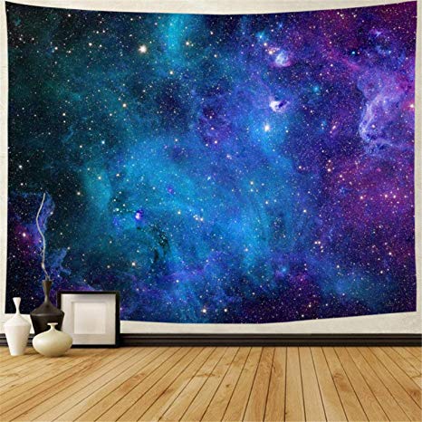 Lahasbja Galaxy Tapestry Blue Starry Sky Tapestry Universe Space Tapestry Wall Hanging Psychedelic Tapestry Mysterious Nebula Stars Wall Tapestry for Living Room Dorm