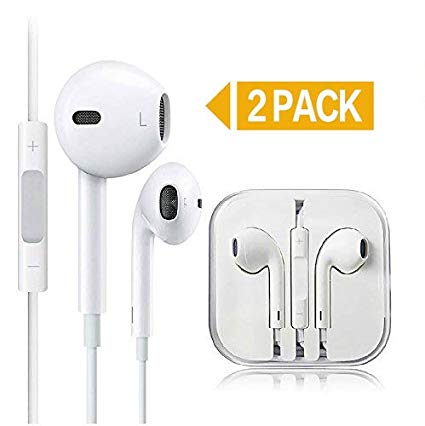 CaseyPop 2-Pack Premium Headphones with Stereo MicRemote Control Compatible with Phone Galaxy and More Android Smartphones Compatible with 3.5 mm Headphone White