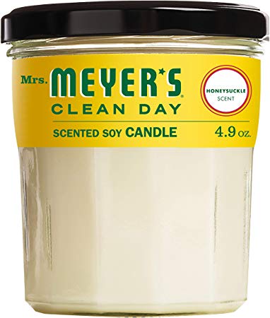 Mrs. Meyer’s Clean Day Scented Soy Candle, Honeysuckle Scent, 4.9 ounce candle