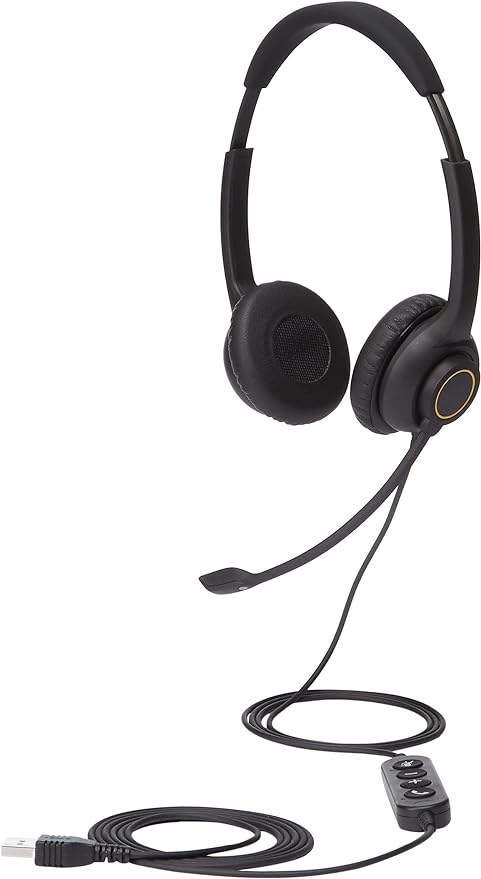 AmazonCommercial Double Sided Wired USB Headset