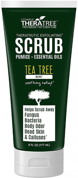 Tea Tree Oil Exfoliating Scrub with Activated Charcoal Neem Oil and Natural Pumice Remove Dead Skin and Bacteria that Acne Foot and Body Odor Athletes Foot and Fungus Love Rough Dry Skin and Callous