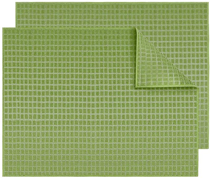 Topsky 2 Pack Dish Drying Mats for Kitchen, Microfiber Dish Bottle Drying Pad Super Absorbent, Kitchen Counter Mat (15"x20") (Green)