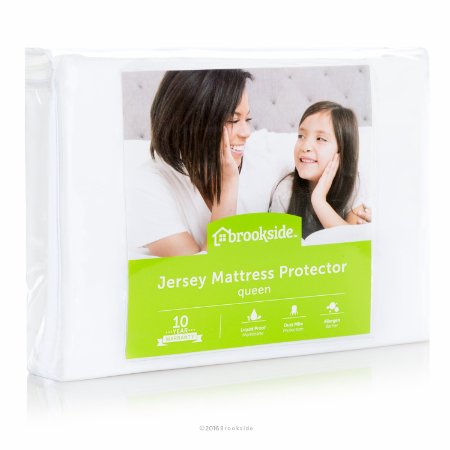 BROOKSIDE Soft Jersey Mattress Protector - Waterproof and Dust Mite Proof - Queen