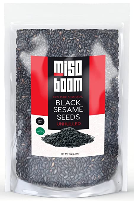 Black Sesame Seeds, 2.2 lb. Unhulled Toasted Sesame Seeds Bulk, Roasted Sesame Seeds for Cooking, Sesame Unhulled Bulk Sesame Seed, Gourmet Toasted Sushi Sesame seeds. 2.2 lb (1kg). By MisoBoom.