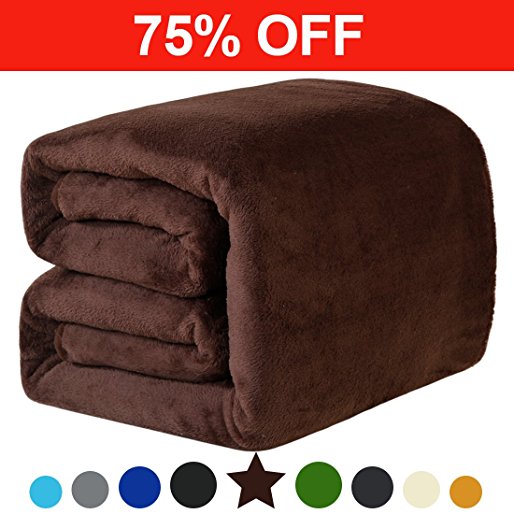 Fleece Queen Blanket 330 GSM Super Soft Warm Extra Silky Lightweight Bed Blanket, Couch Blanket, Travelling and Camping Blanket (Brown)