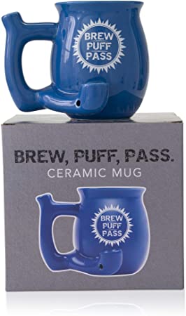 Blue Brew, Puff, Pass Novelty Coffee Mug with Colorful Custom Packaging