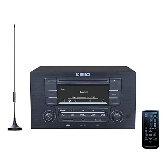 KEiiD CD Player with 4-Way 4x20W Amplifier 4.0 Output,Built-in Bluetooth Receiver USB SD MP3 3.5mm AUX Line-in Remote Control LCD Display, RCA and 3.5mm Headphone Jack Output