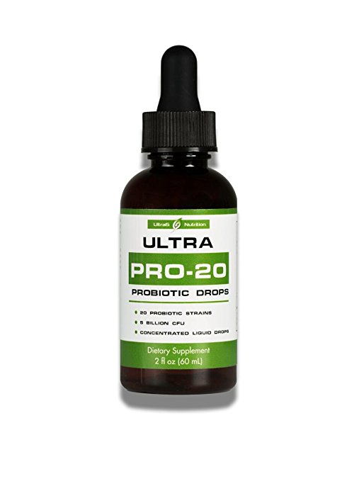 Ultra Pro-20 Probiotic Drops - 20 Strains of Probiotics including Lactobacillus Acidophilus in Liquid Form