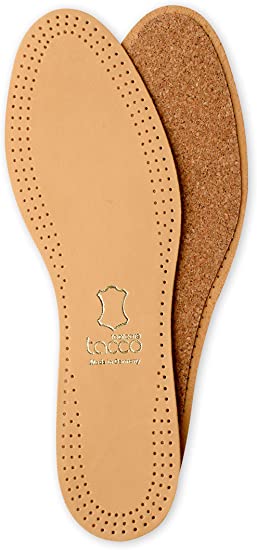 Leather Shoe Insoles Inserts, Replacement Inner Soles for Shoes Boots, Ecological Sheepskin Natural Tanning, with Cork Base, Tacco City, for Men Women (38 EUR/US L7)