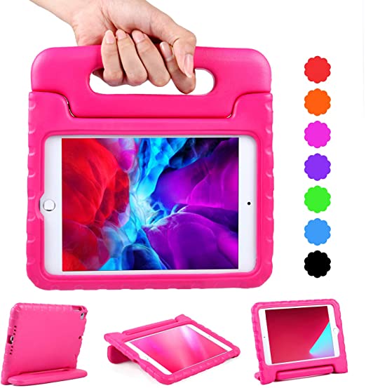Kids Tablet Case for iPad Mini 4 / Mini 5 with Foldable Stand | Blosomeet EVA Kids Friendly Rugged Protective Lightweight Cover with Kickstand for iPad Mini 5th/4th Generation Shockproof | Rose Red