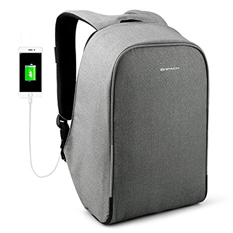 Kopack Waterproof Anti Theft Laptop Backpack with USB Charging Port Business Travel Backpack bag for Men Women TSA Friendly 15.6 inch Grey