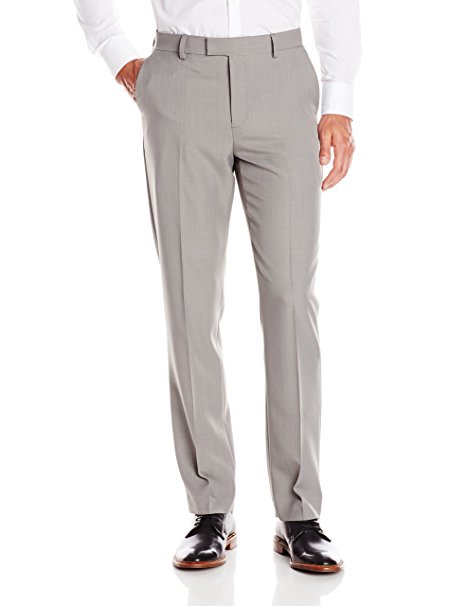 Oxford NY Men's Modern Fit Flat Front Fixed Waist Stria Polyester Dress Pant