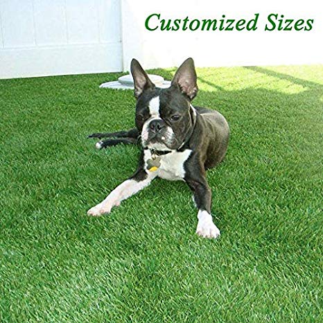GL Premium 35mm Pile Height Artificial Grass, Realistic and Thick Fake Faux Grass Mat, Outdoor Garden Dogs Pet Synthetic Grass, Carpet Doormat Rubber Backed with Drainage Holes 4 FT x6 FT/24 Square FT