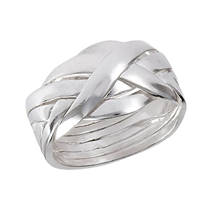 Sterling Silver Women's Interlocking Celtic Knot 6 Piece Puzzle Ring (Sizes 6 - 12)