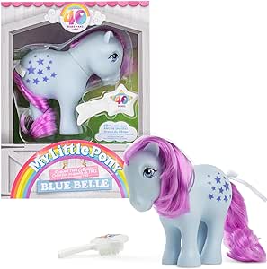 My Little Pony | Blue Belle Classic Pony | Retro Horse Gifts for Girls and Boys, Collectable Vintage Horse Toys for Kids, Unicorn Toys for Boys and Girls Ages 4  | Basic Fun 35322