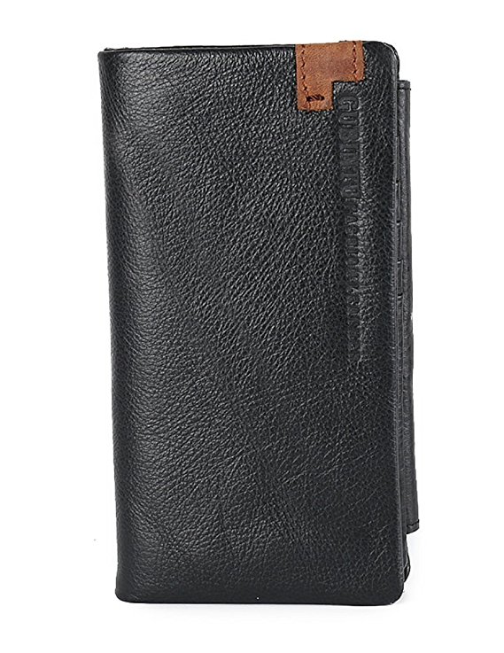 ETIAL Mens Genuine Leather Large Capacity Trifold Wallet