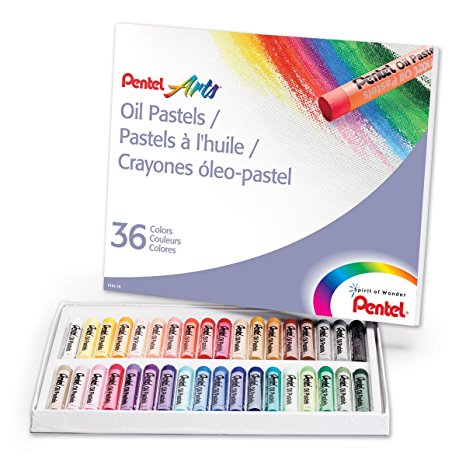 PENTEL PHN36 Oil Pastel Set With Carrying Case,36-Color Set, Assorted, 36/Set (PENPHN36)