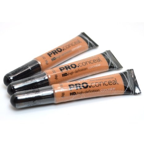 LA Girl Pro Concealer 3 x GC984 Toffee HD High Definition Liquid Conceal BB  FREE EARRING