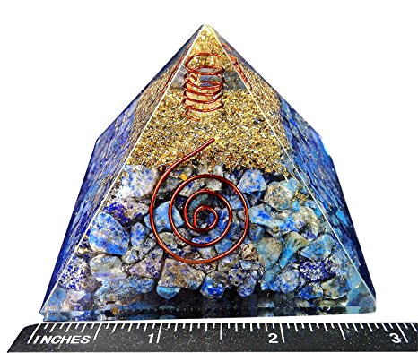 Charged Gemstone Orgone Pyramid – Certified Orgonite® Healing Crystals and Copper Lapis Lazuli Bio–Energy Enhancing Tool by Beverly Oaks