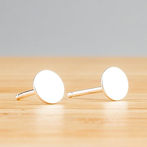 Small 5mm Round Sterling Silver Circle Disc Stud Earrings - Smooth and Flat Nail Head Mirror Posts